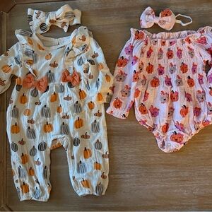 Adorable Pumpkin Fall Romper & Onesie